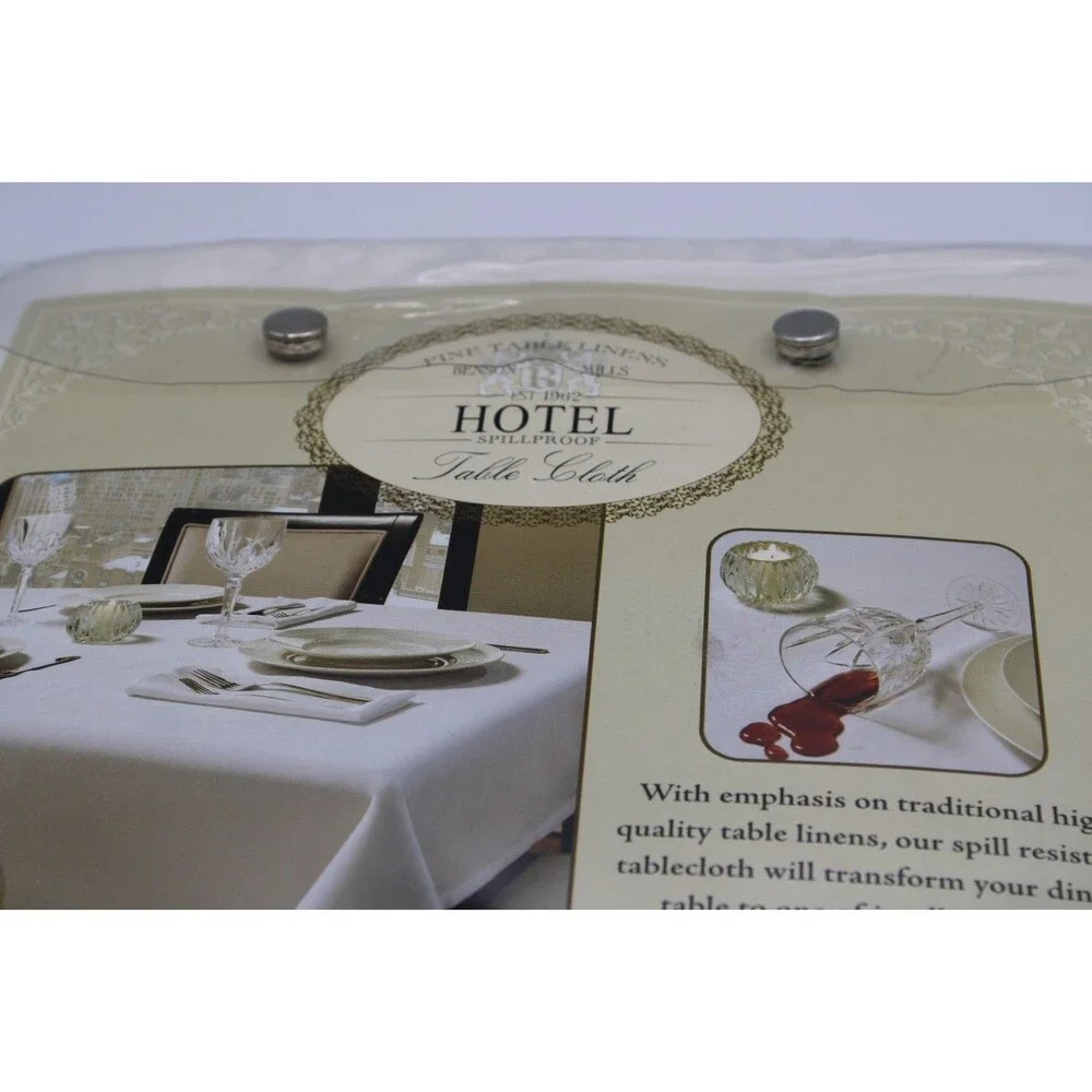 Benson Mills Hotel Spill proof Tablecloth White Extra Wide 66 in x 90 in White